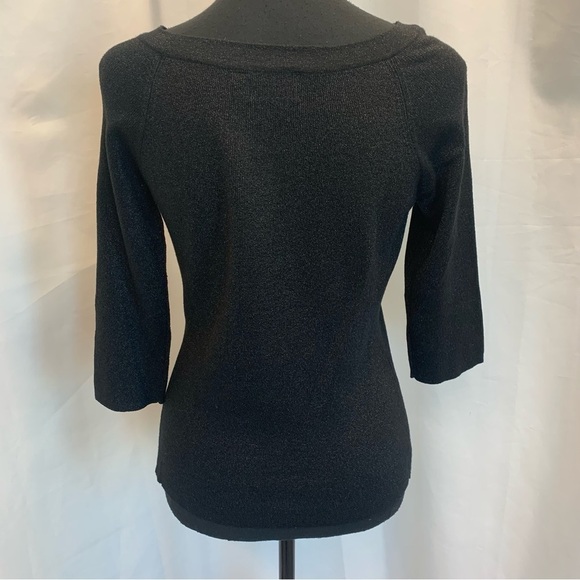 Touch Petites black glitter beaded fitted stretchy sweater Sz PM - Picture 5 of 12